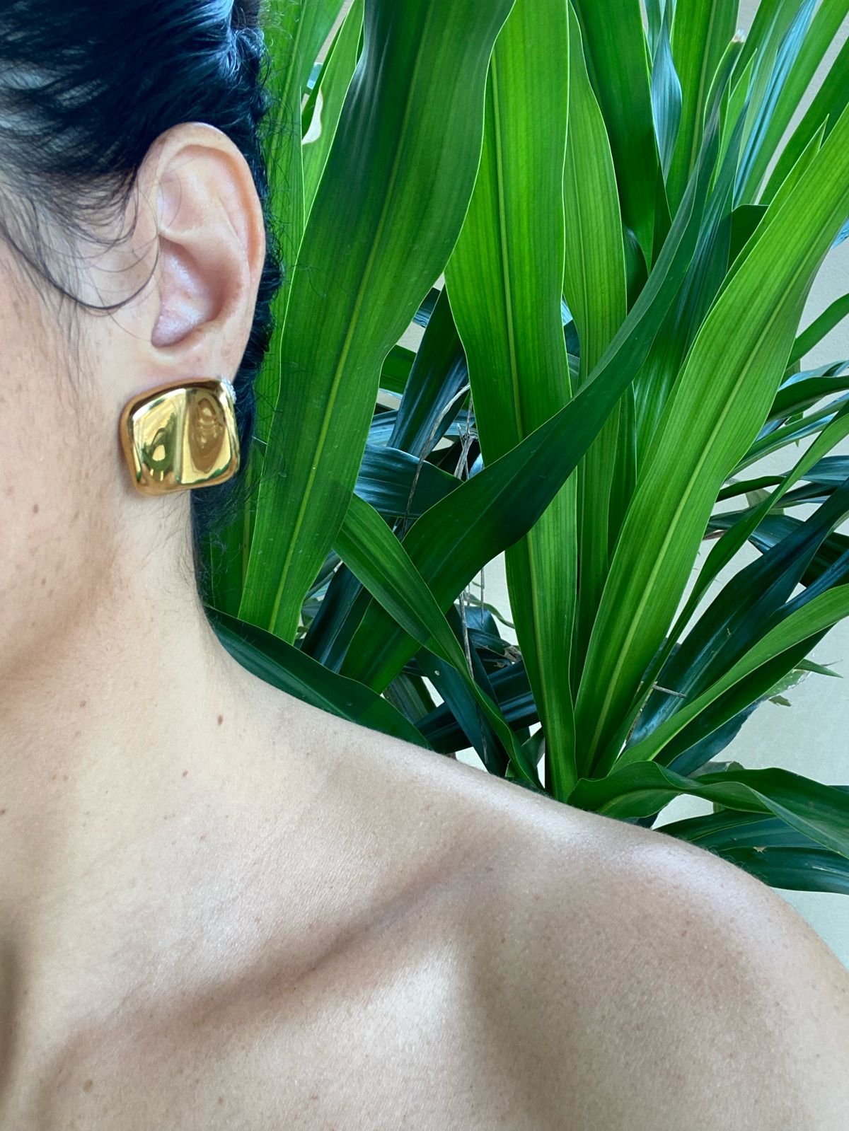 Brinco quadrado orgânico em Aço Inoxidável