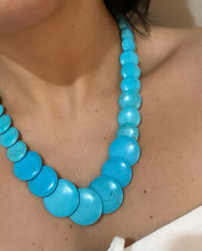 Colar madrepérola azul turquesa