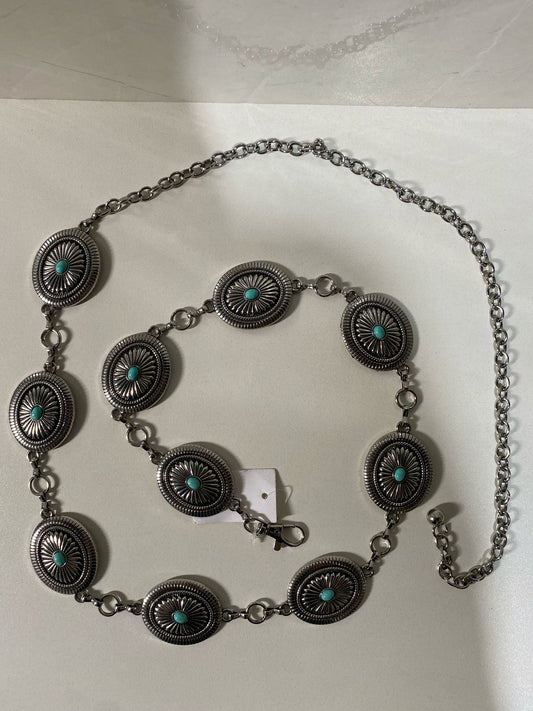 Cinto de corrente com Azul Turquesas